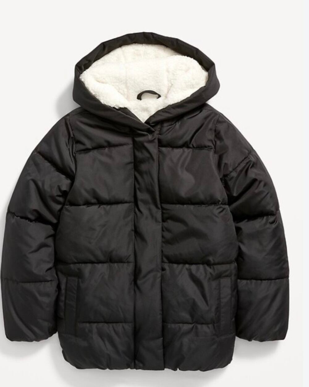 Old Navy Sherpa-Lined Hooded Puffer Jacket for Girls Water Resistant L (10-12)